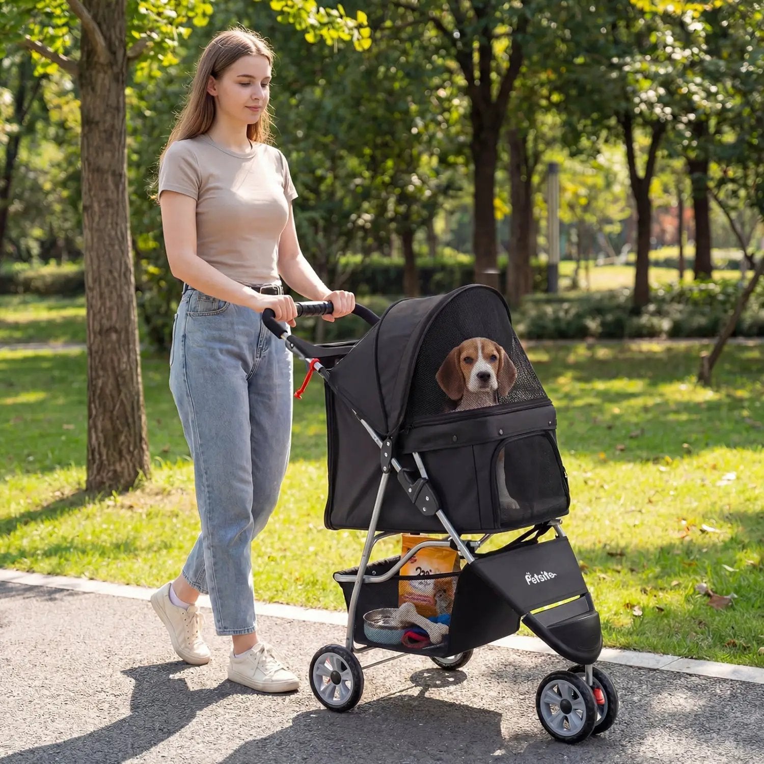 3 Wheel Pet Stroller for Small Dogs Cats up to 33 LBS by DirectDeals