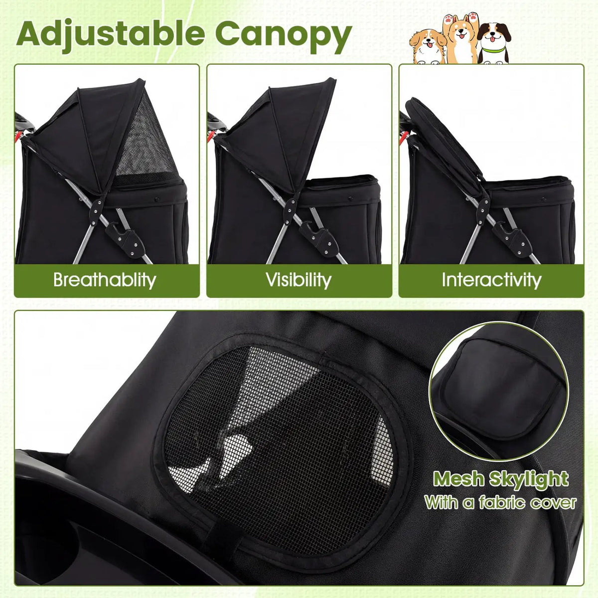3 Wheel Pet Stroller for Small Dogs Cats up to 33 LBS, photo 11 of 16