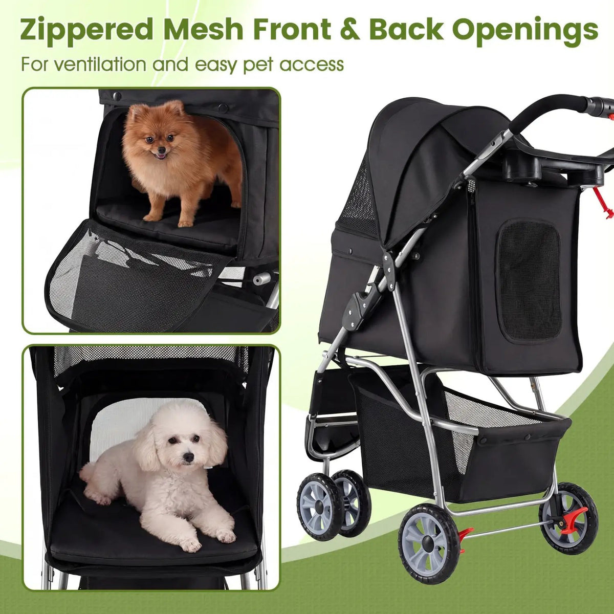 3 Wheel Pet Stroller for Small Dogs Cats up to 33 LBS, photo 13 of 16