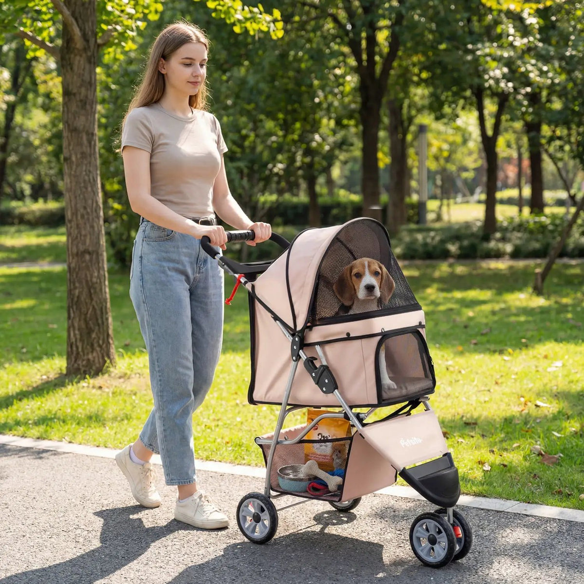 3 Wheel Pet Stroller for Small Dogs Cats up to 33 LBS, photo 2 of 16