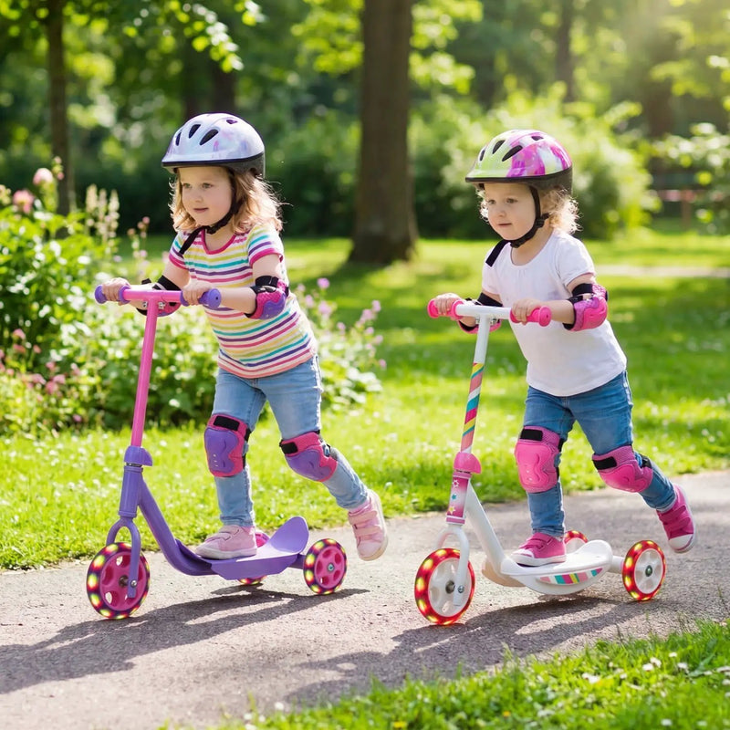 3 Wheels Scooter for Kids Age 2+ with LED Light-Up Wheels and Wide Anti-Slip Deck by DirectDeals