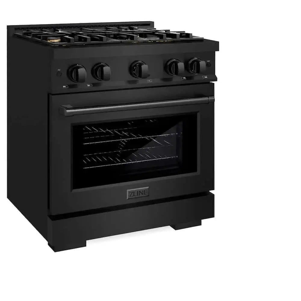 ZLINE 30" Select Dual Fuel Range Gas Cooktop Electric Convection Oven Black Stainless Steel Brass Burners HDRB-BR-30 by Farmhouse Kitchen and Bath