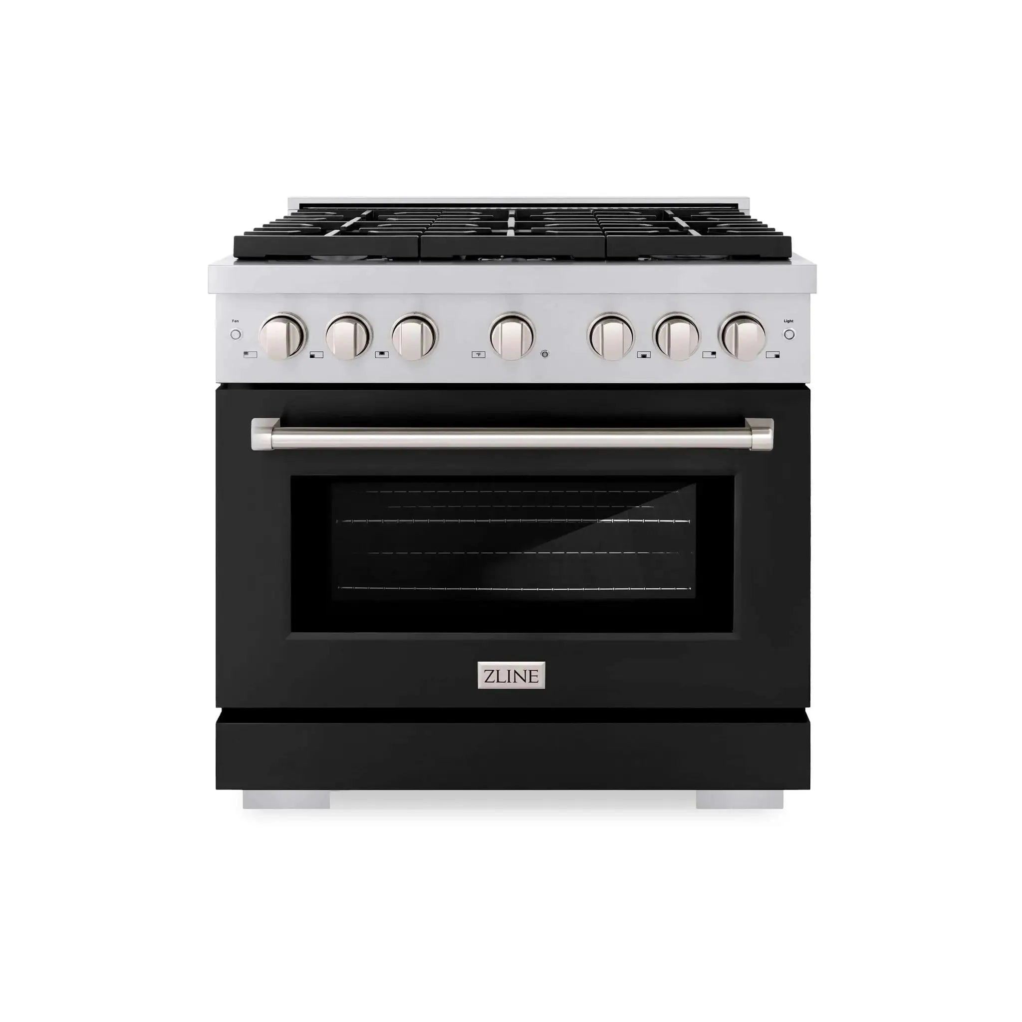 ZLINE 36"Paramount Dual Fuel Range Stainless Steel, Black Matte, SDR-BLM-36 by Farmhouse Kitchen and Bath