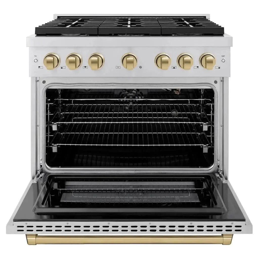 ZLINE 36 " Gas Range, Convection Oven Stainless Steel, Champagne Bronze , SGRZ-36-CB by Farmhouse Kitchen and Bath