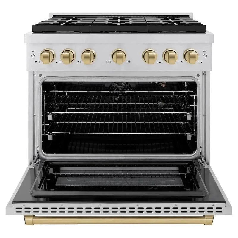 ZLINE 36 " Gas Range, Convection Oven Stainless Steel, Champagne Bronze , SGRZ-36-CB by Farmhouse Kitchen and Bath