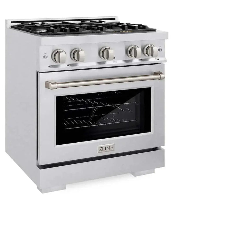 ZLINE 30" Select Dual Fuel Range Gas Cooktop Electric Convection Oven DuraSnow® Stainless Steel HDRS-30 by Farmhouse Kitchen and Bath
