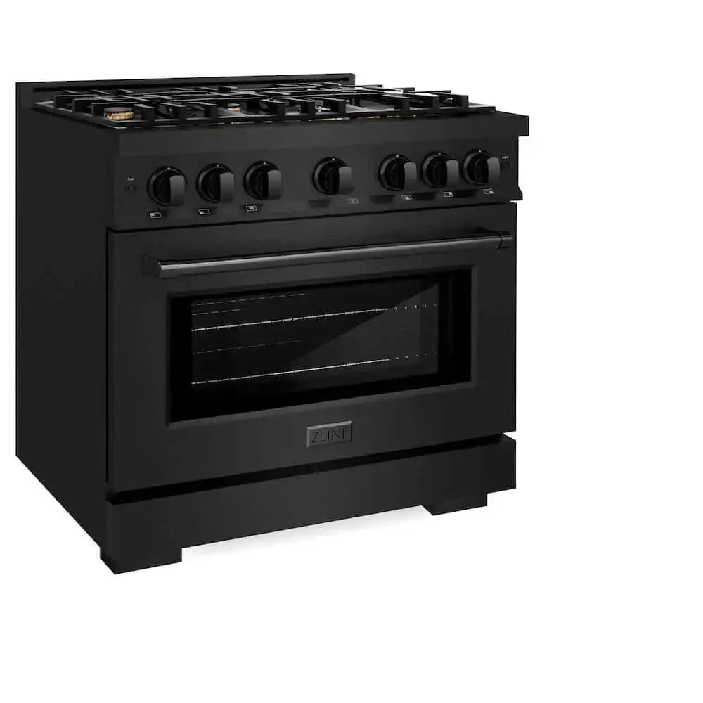 ZLINE 36" Select Dual Fuel Range Gas Cooktop Electric Convection Oven Black Stainless Steel Brass Burners HDRB-BR-36 by Farmhouse Kitchen and Bath