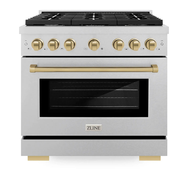 ZLINE 36 " Gas Range with Convection Oven Stainless Steel, Champagne Bronze , SGRSZ-36-CB by Farmhouse Kitchen and Bath