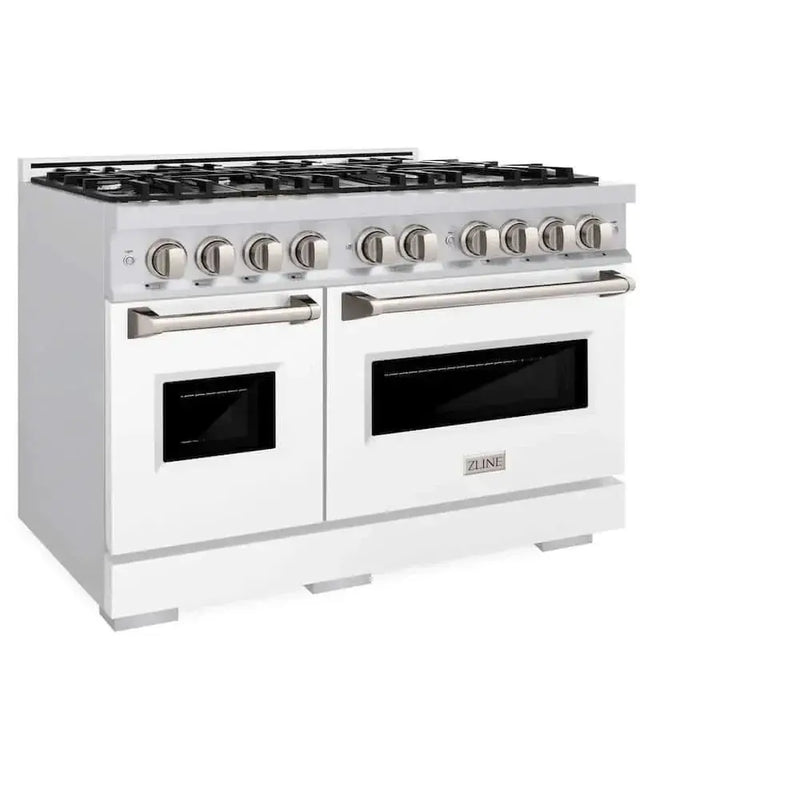 ZLINE 48"Classic Gas Range, Convection Gas Oven, Stainless Steel, White Matte Door CGR-WM-48 by Farmhouse Kitchen and Bath