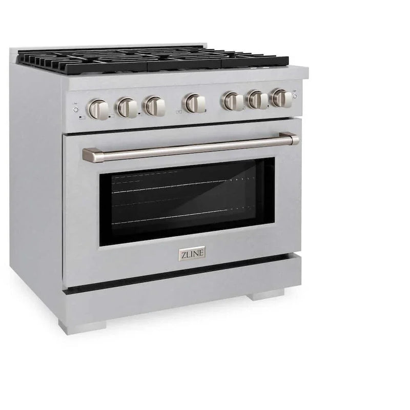 ZLINE 36"Gas Range, Convection Gas Oven , DuraSnow® Stainless Steel, SGRS-36 by Farmhouse Kitchen and Bath