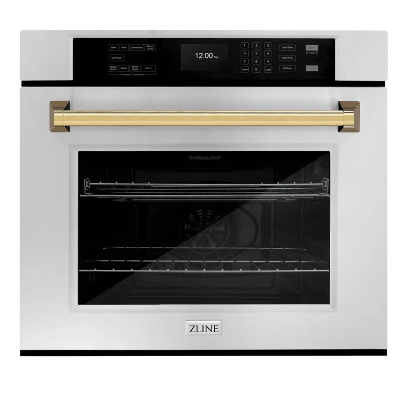 ZLINE 30" Autograph Edition Professional True Convection Single Wall Oven, Air Fry, Self Clean, Stainless Steel, Gold WASZ-30-G by Farmhouse Kitchen and Bath