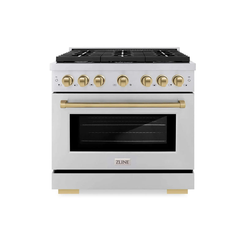 ZLINE 36"Paramount Dual Fuel Range Stainless Steel Champagne Bronze SDRZ-36-CB by Farmhouse Kitchen and Bath