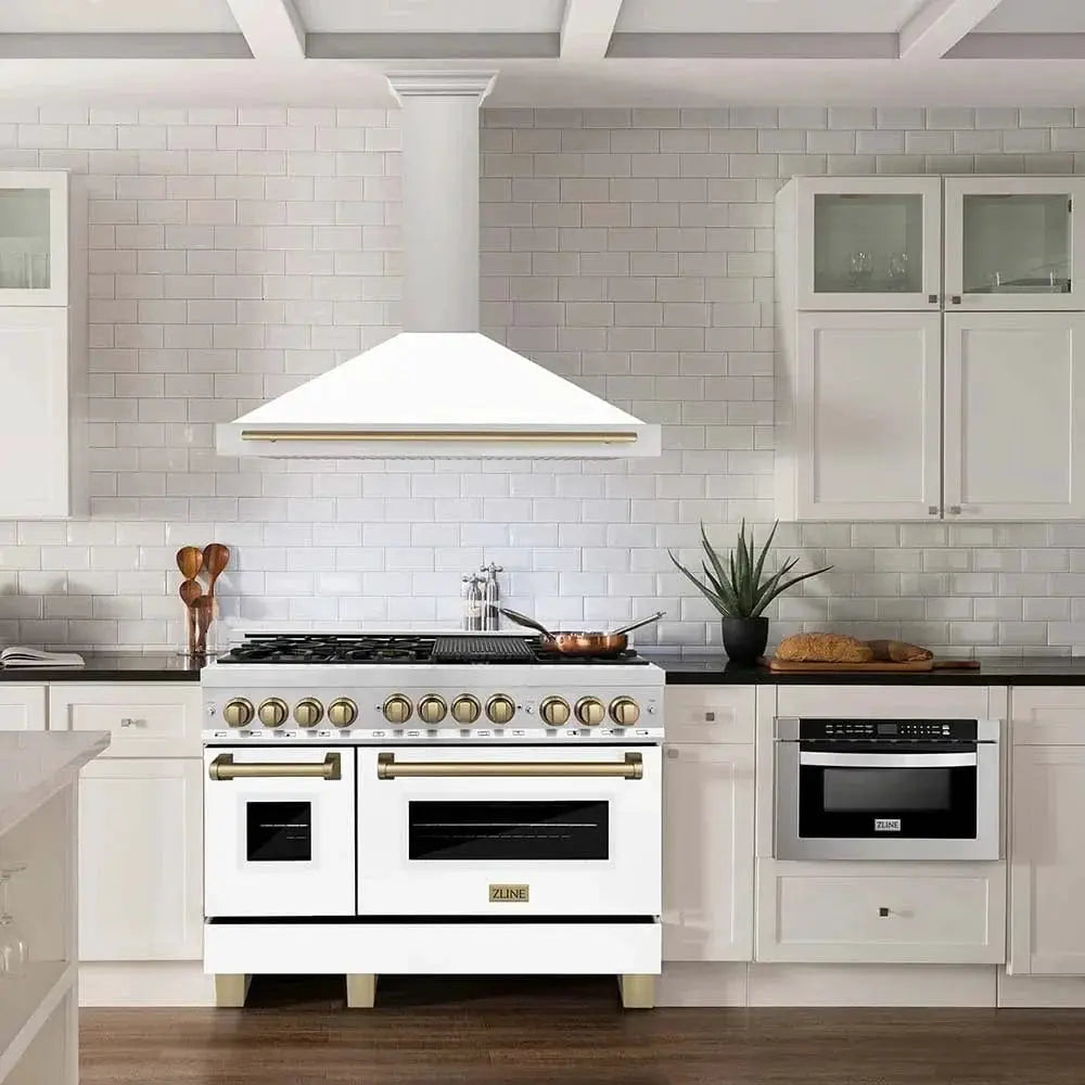 ZLINE 48" Autograph Stainless Wall Range Hood KB4STZ-WM48-G by Farmhouse Kitchen and Bath