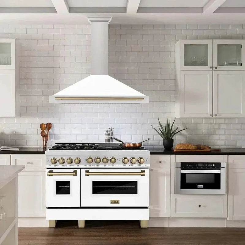 ZLINE 48" Autograph Stainless Wall Range Hood KB4STZ-WM48-G by Farmhouse Kitchen and Bath