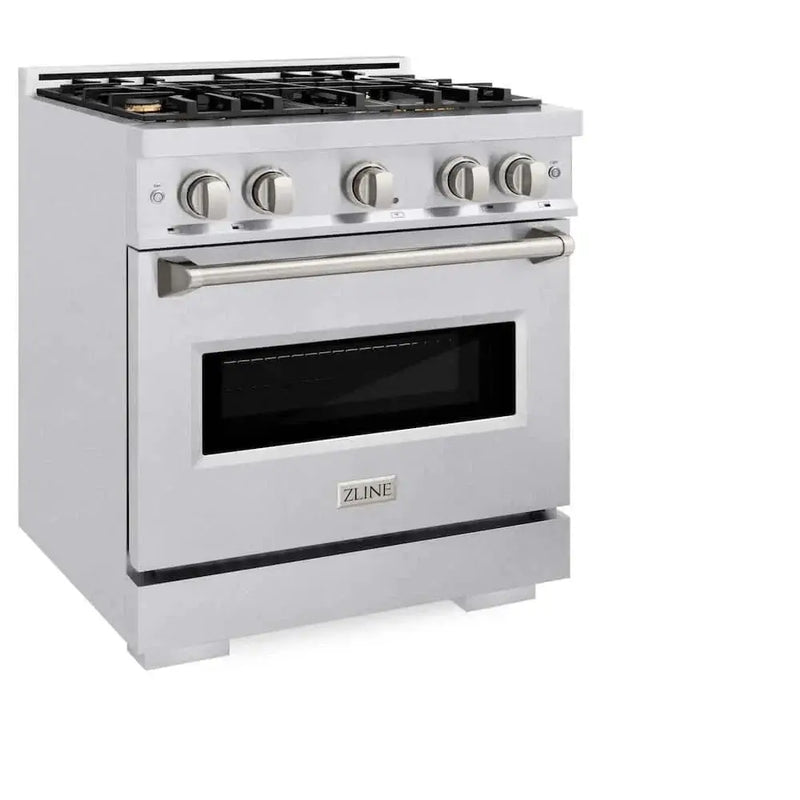 ZLINE 30" Classic Gas Range, Convection Gas Oven DuraSnow® Stainless Steel, Brass Burners CGRS-BR-30 by Farmhouse Kitchen and Bath