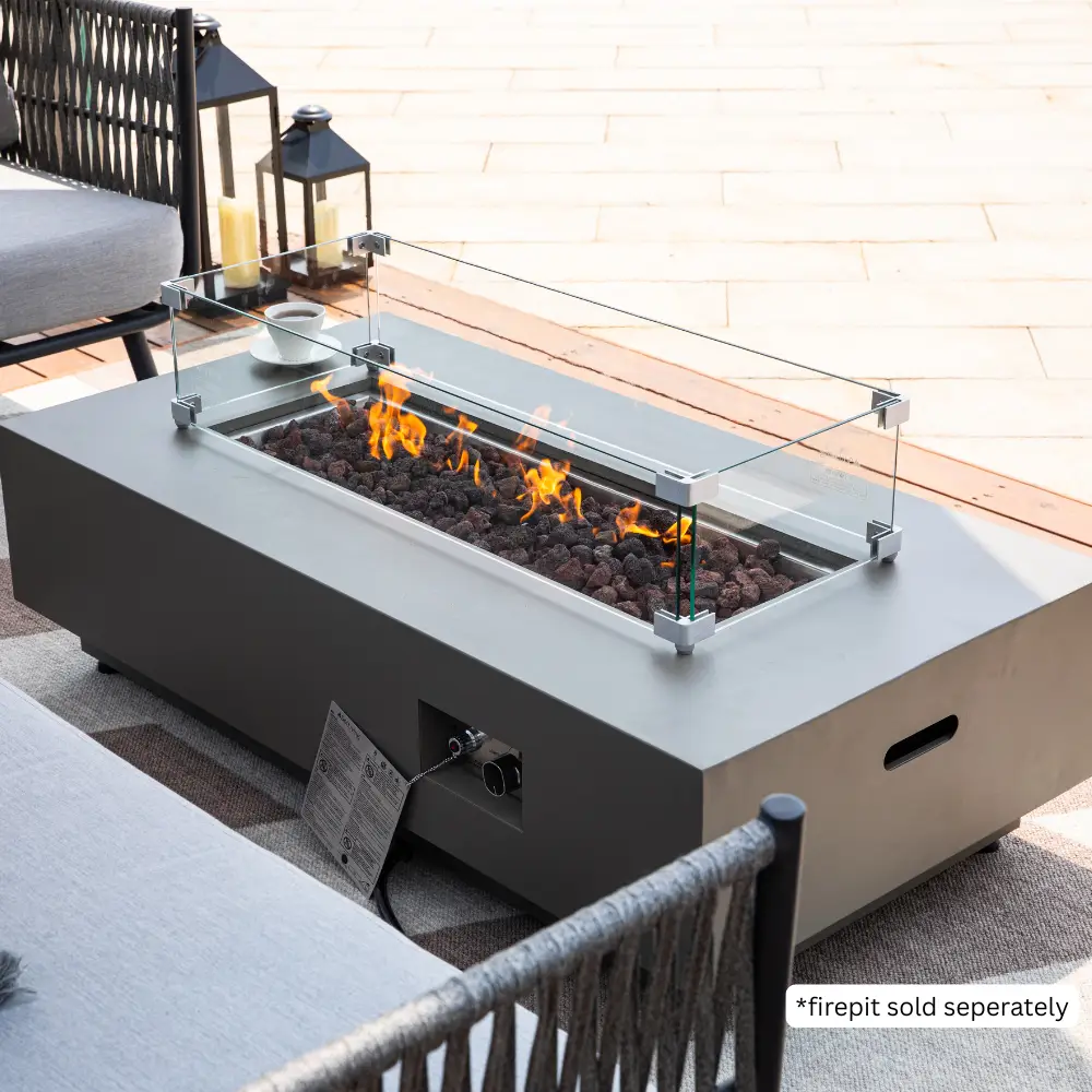 Westwood Fire Pit Tempered Clear Glass Wind Screen by EnvelorHome