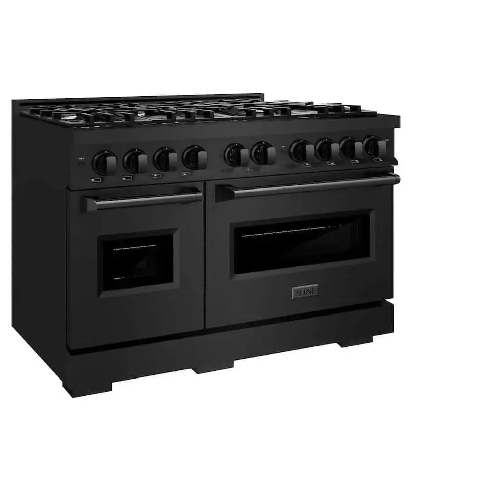 ZLINE 48" Dual Fuel Range, Gas Cooktop, Electric Convection Oven Black Stainless Steel, CDRB-48 by Farmhouse Kitchen and Bath