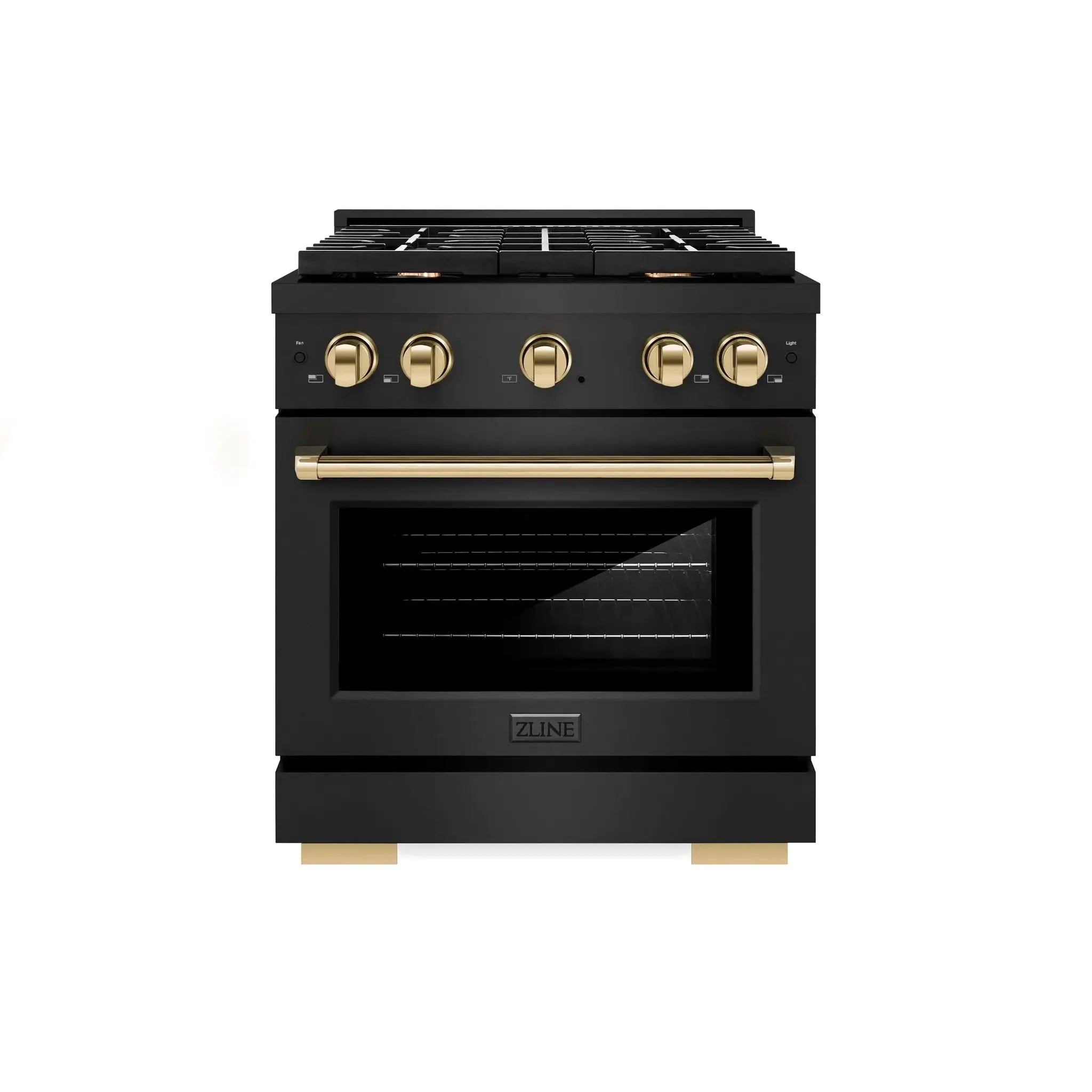 ZLINE 30"Paramount Dual Fuel Range Black Stainless Steel, Gold SDRBZ-30-G by Farmhouse Kitchen and Bath