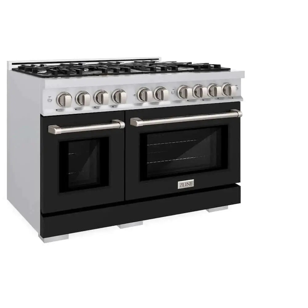 ZLINE 48" Select Dual Fuel Range Gas Cooktop Electric Convection Oven Stainless Steel Black Matte Door HDR-BLM-48 by Farmhouse Kitchen and Bath