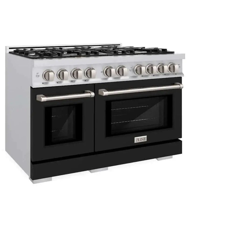 ZLINE 48" Select Dual Fuel Range Gas Cooktop Electric Convection Oven Stainless Steel Black Matte Door HDR-BLM-48 by Farmhouse Kitchen and Bath