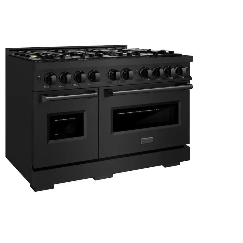 ZLINE 48" Dual Fuel Range, Gas Cooktop, Electric Convection Oven Black Stainless Steel Brass Burners, CDRB-BR-48 by Farmhouse Kitchen and Bath
