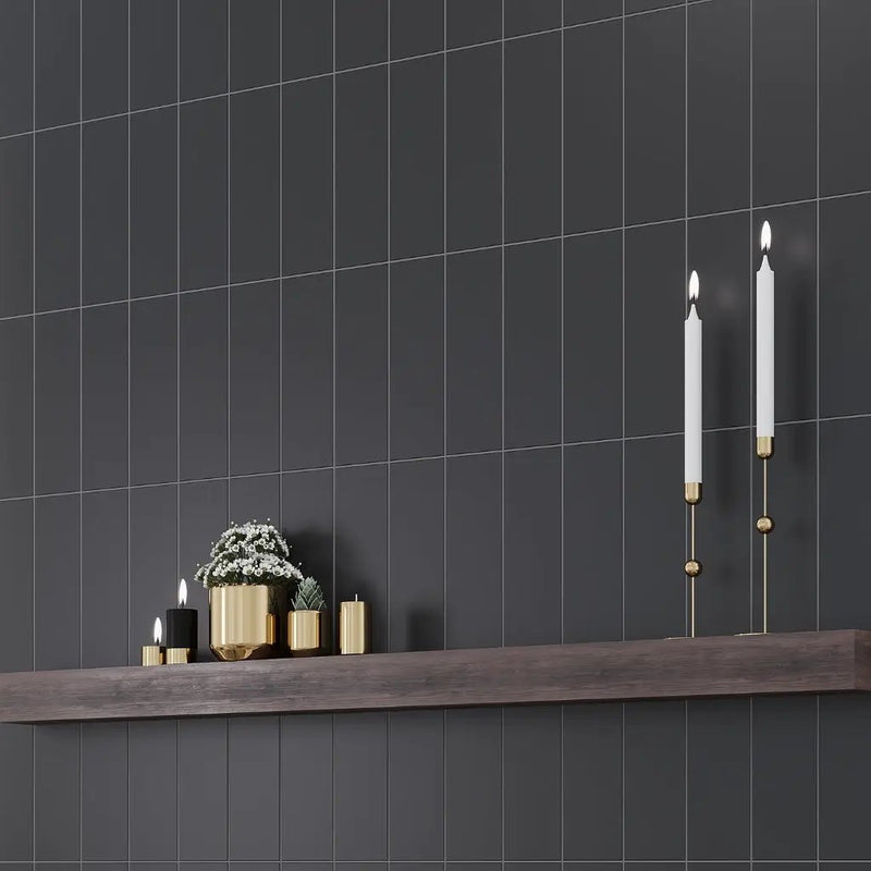 Black 4x12 Polished Ceramic Subway Tile (34 pack, 10.4 sq ft/case) by Apollo Tile