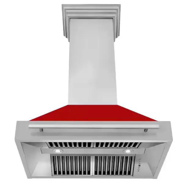 ZLINE 36" Autograph Stainless Red Matt Wall Range Hood 8654STX-RM-36 by Farmhouse Kitchen and Bath