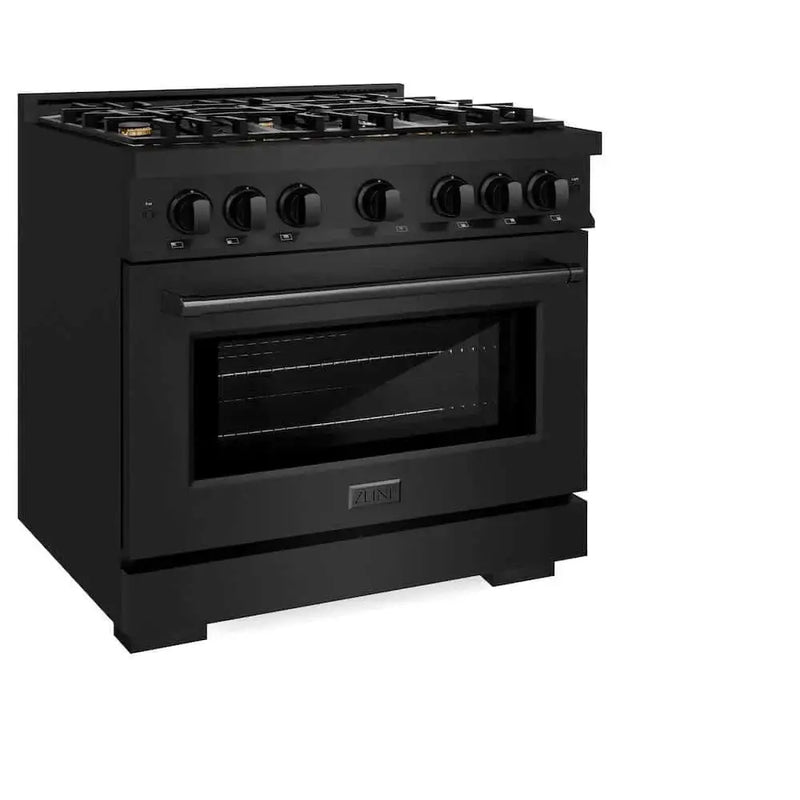 ZLINE 36" Select Gas Range Convection Gas Oven Black Stainless Steel Brass Burners HGRB-BR-36 by Farmhouse Kitchen and Bath