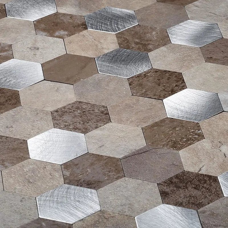 Beige 11x11 Honed Hexagon PVC Peel & Stick Tile (10 pack, 8.79 sq ft/case) by Apollo Tile