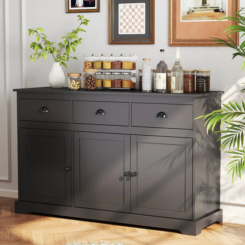 3 Drawers Sideboard Buffet Storage with Adjustable Shelves by DirectDeals