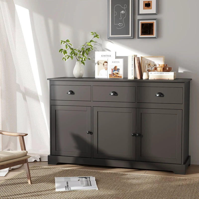 3 Drawers Sideboard Buffet Storage with Adjustable Shelves by DirectDeals