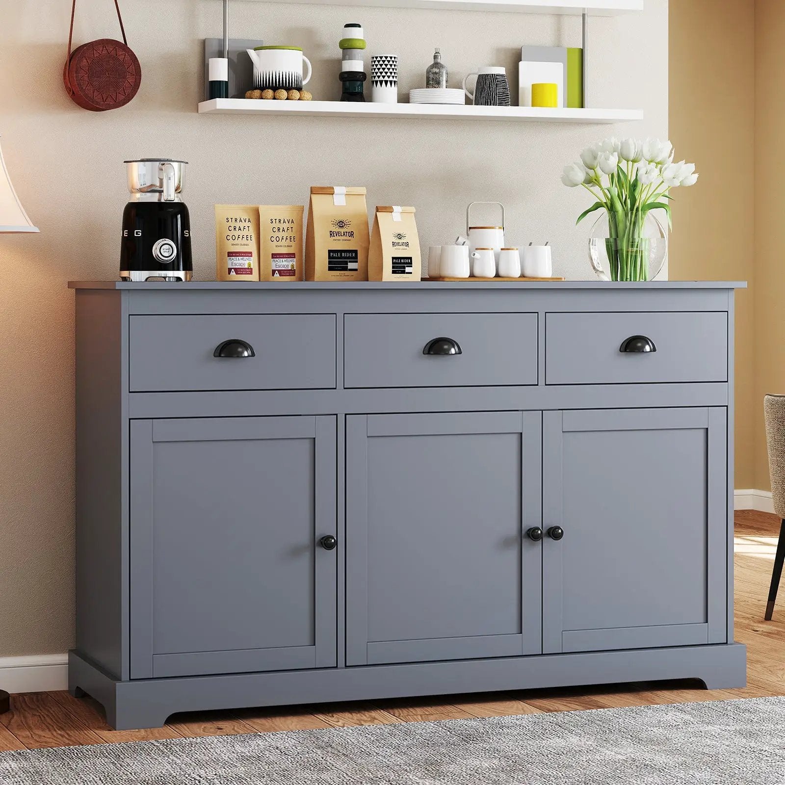 Bookshelf with 4 Doors and 2 Anti-Tipping Kits for Home Office by DirectDeals