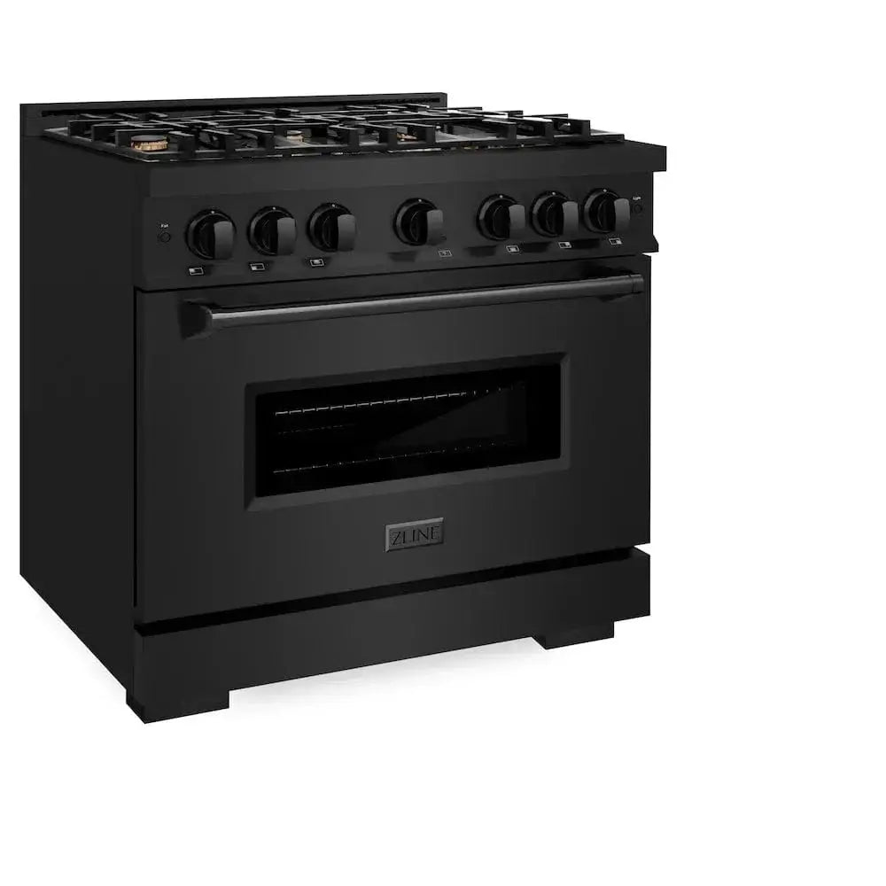 ZLINE 36" Classic Gas Range, Convection Gas Oven Black Stainless Steel Brass Burners, CGRB-BR-36 by Farmhouse Kitchen and Bath