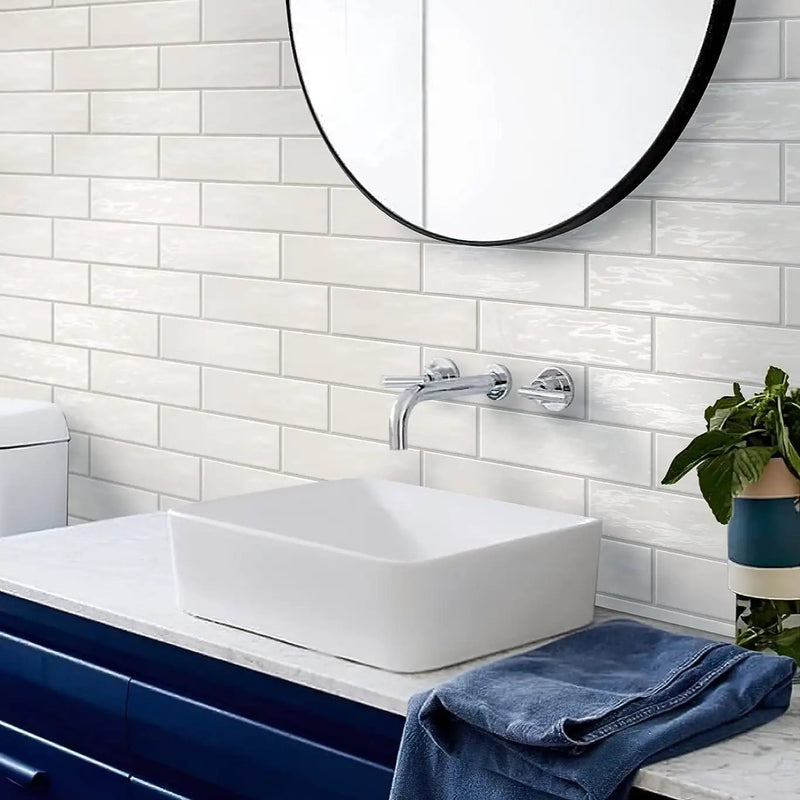 White 2.58 in. x 8 in. Polished Ceramic Subway Tile (5.38 sq ft/case) by Apollo Tile
