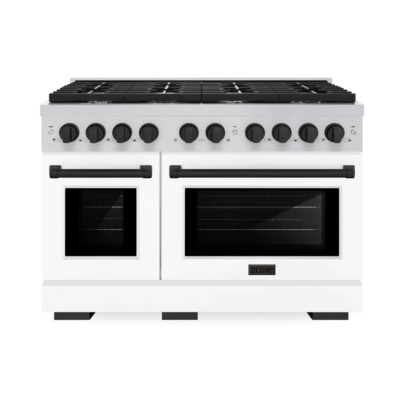 ZLINE 48"Paramount Dual Fuel Range White Matte Matte Black SDRZ-WM-48-MB by Farmhouse Kitchen and Bath