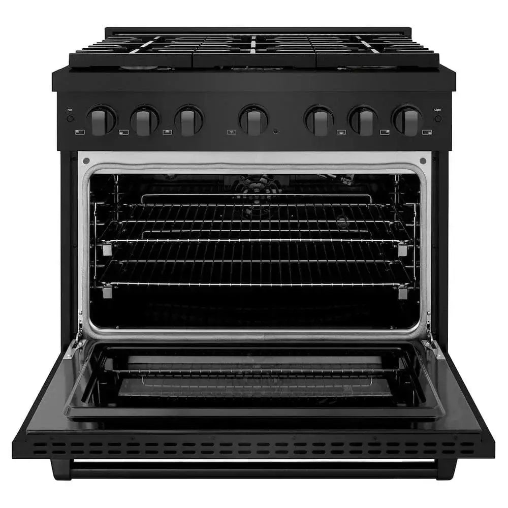 ZLINE 36 in.Gas Range, Convection Gas Oven, Brass Burner, Black Stainless Steel, SGRB-BR-36 by Farmhouse Kitchen and Bath
