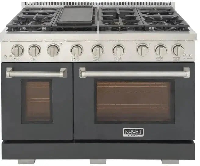 Kucht 48" Freestanding Professional Gas Range Liquid Propane KFX4800X/LP-GY by Farmhouse Kitchen and Bath