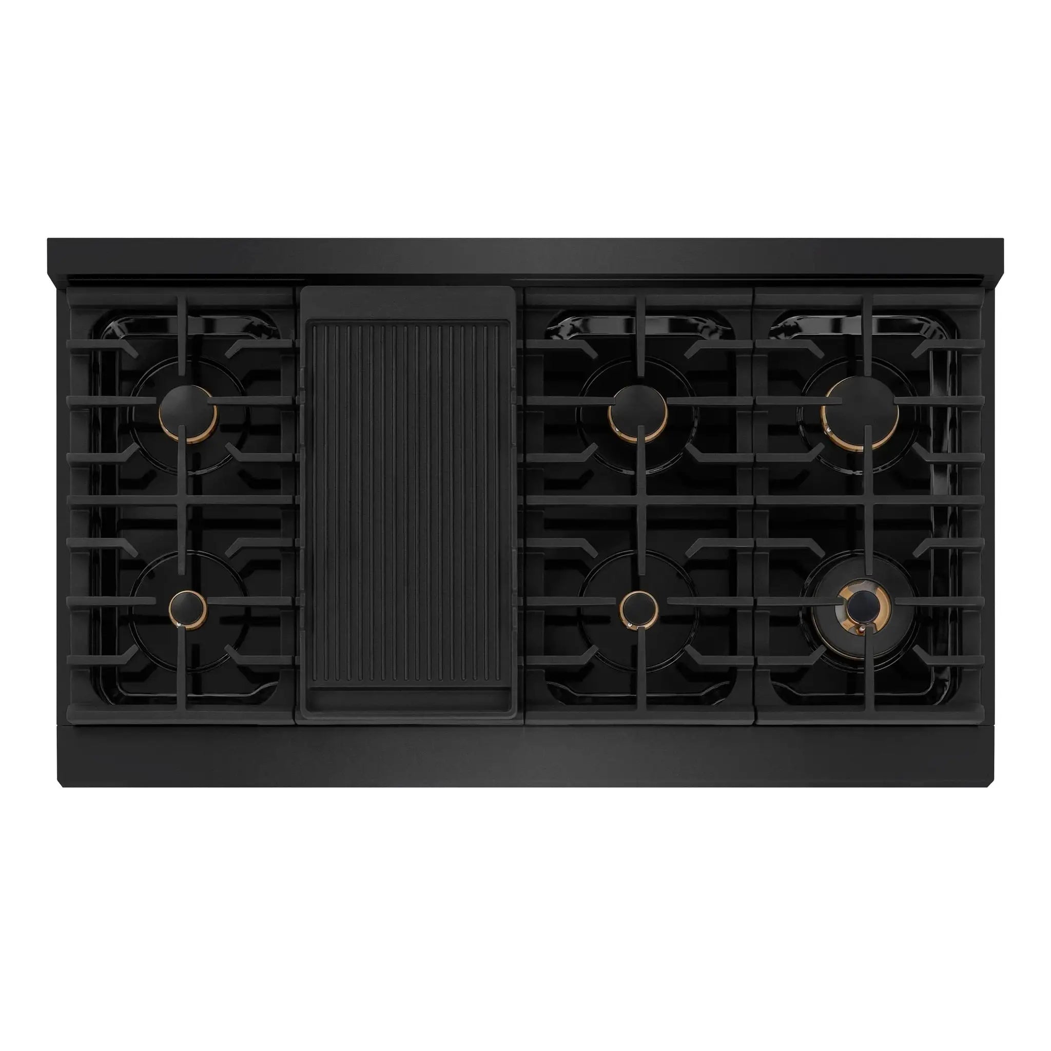 ZLINE 48" Paramount Gas Rangetop Black Stainless Steel Brass Burners SRTB-BR-48 by Farmhouse Kitchen and Bath