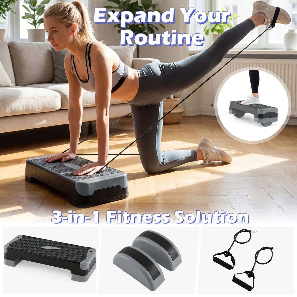 3-in-1 Aerobic Step Platform with Risers and Balance Trainers, photo 22 of 24