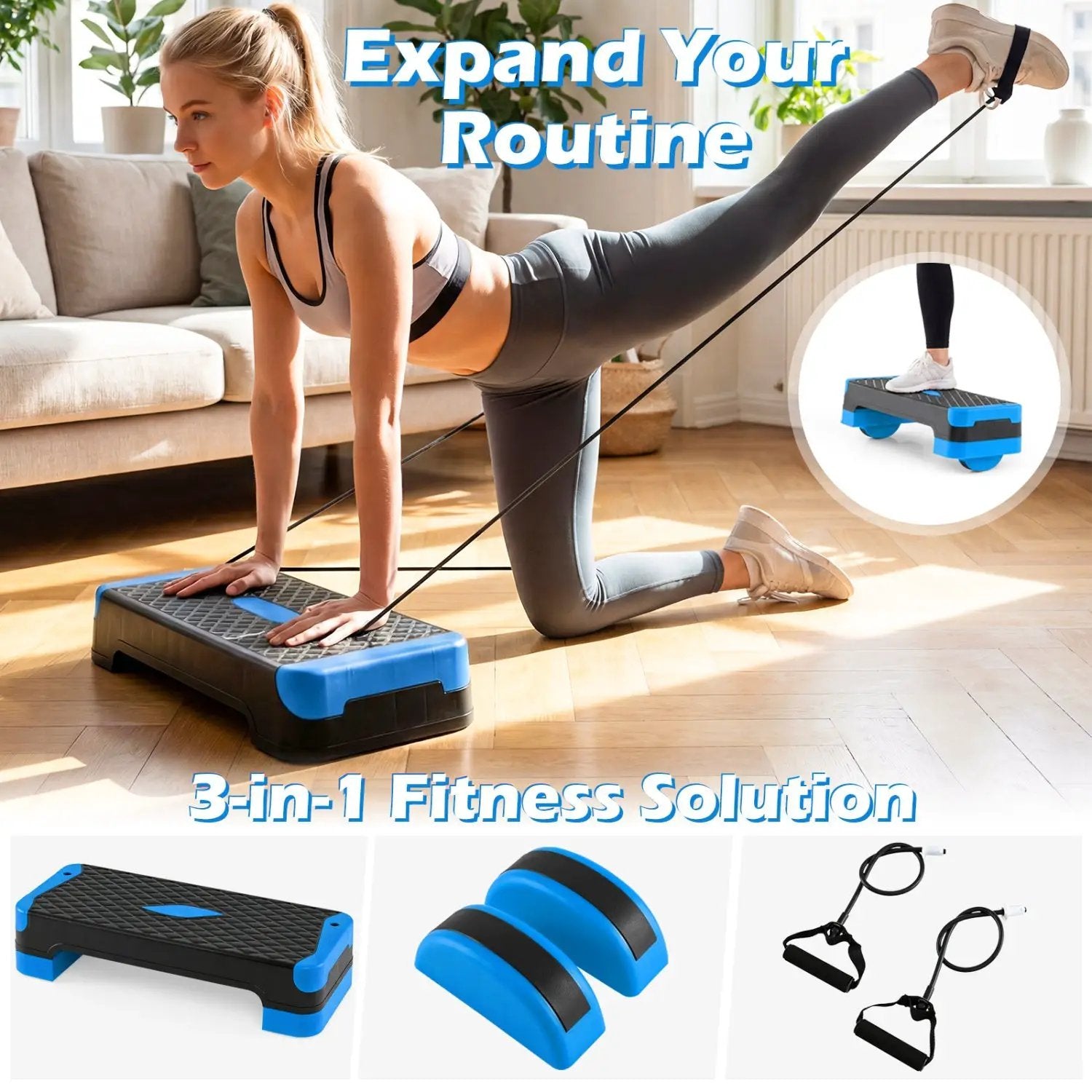 3-in-1 Aerobic Step Platform with Risers and Balance Trainers by DirectDeals