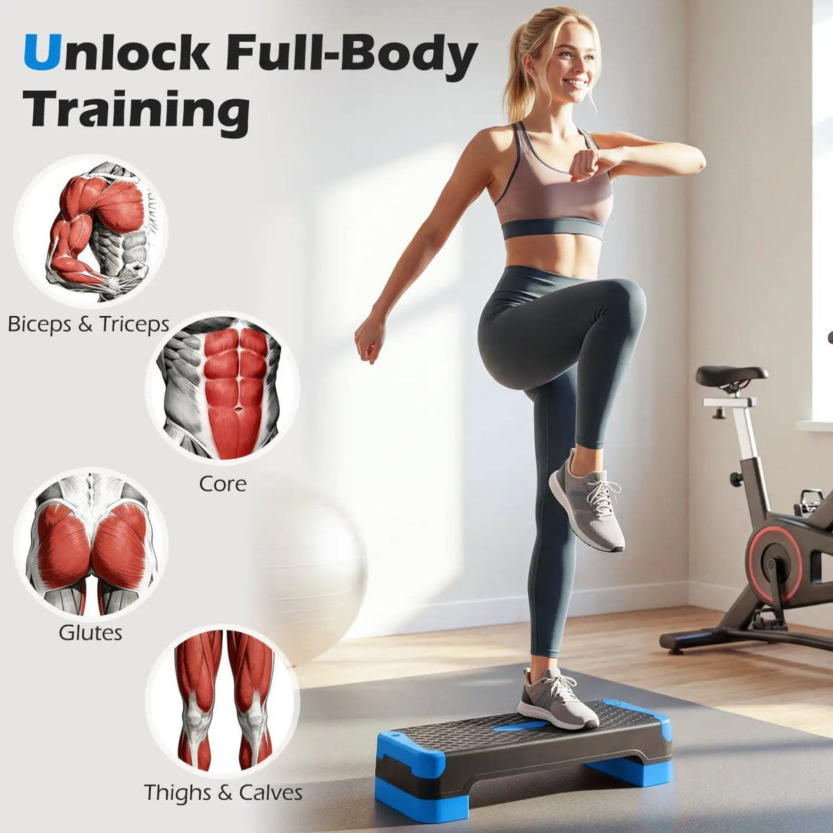 3-in-1 Aerobic Step Platform with Risers and Balance Trainers, photo 15 of 24