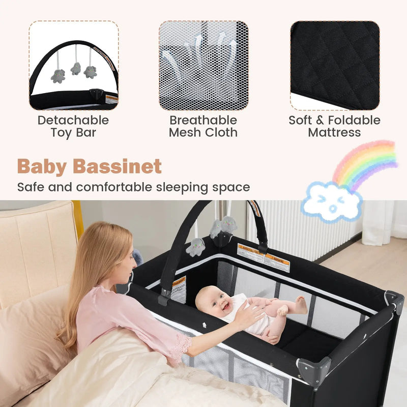 3-in-1 Portable Baby Crib and Playpen with Changing Table by DirectDeals