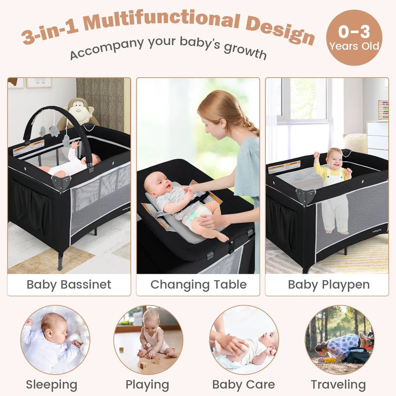 3-in-1 Portable Baby Crib and Playpen with Changing Table by DirectDeals