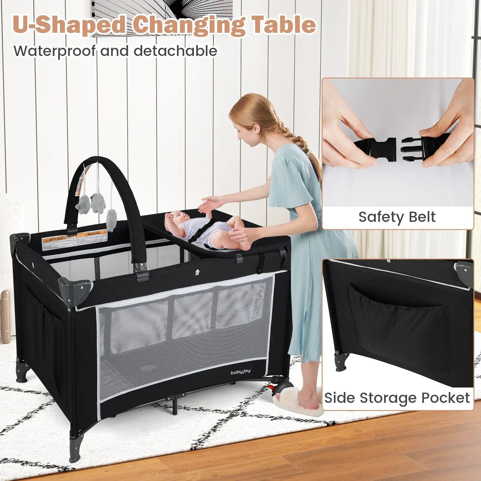 3-in-1 Portable Baby Crib and Playpen with Changing Table by DirectDeals