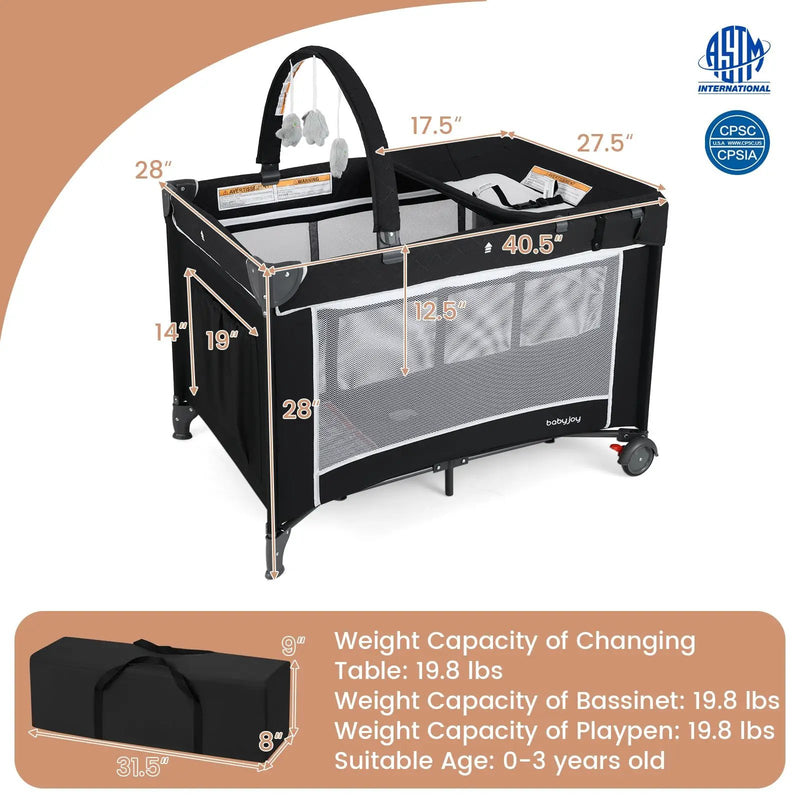 3-in-1 Portable Baby Crib and Playpen with Changing Table by DirectDeals