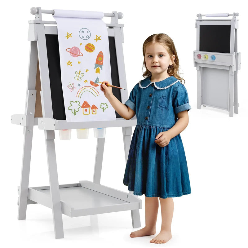 3-in-1 Double-sided Art Easel with Chalkboard and Magnetic Whiteboard by DirectDeals