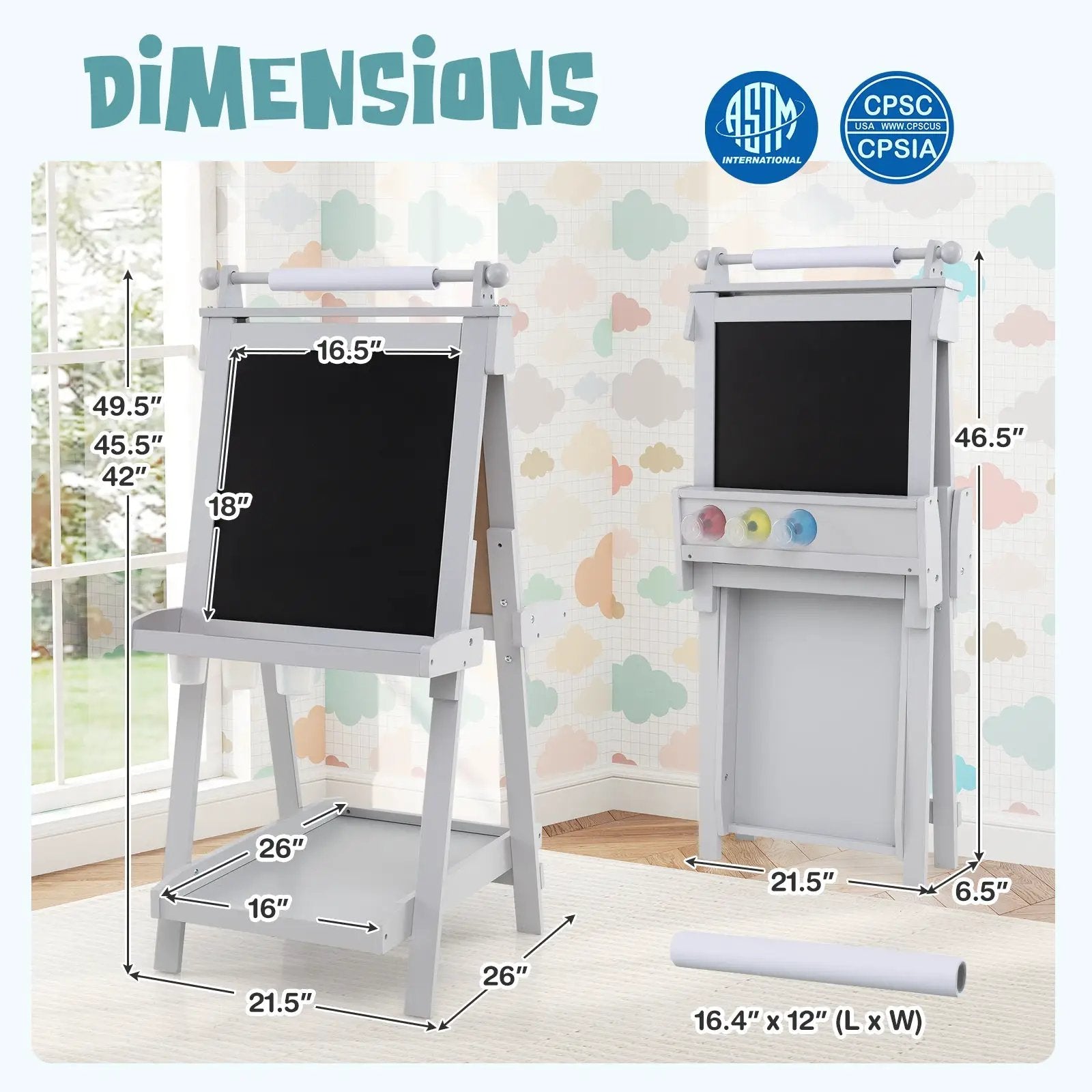 3-in-1 Double-sided Art Easel with Chalkboard and Magnetic Whiteboard by DirectDeals