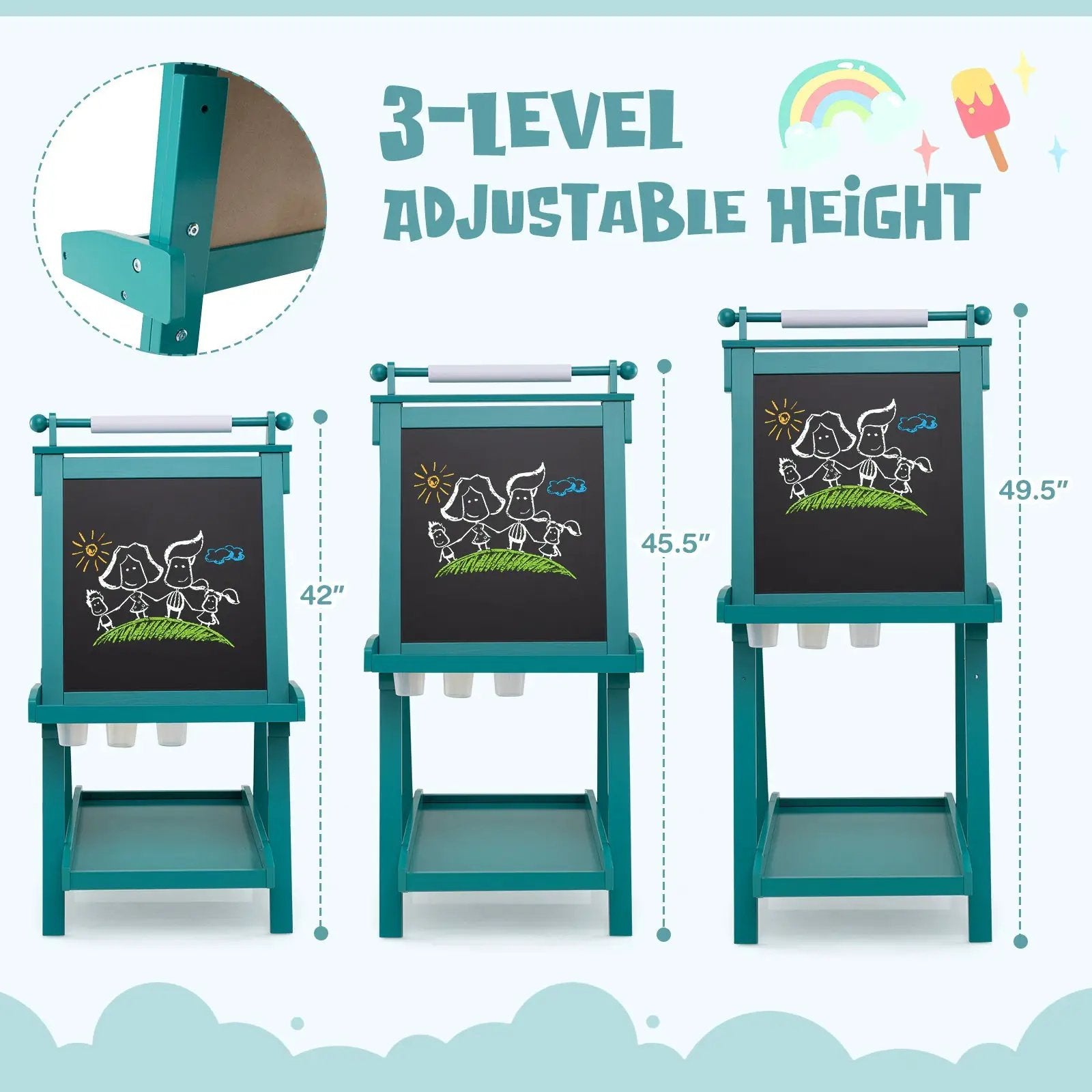 3-in-1 Double-sided Art Easel with Chalkboard and Magnetic Whiteboard by DirectDeals