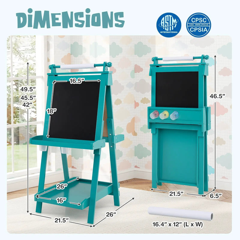 3-in-1 Double-sided Art Easel with Chalkboard and Magnetic Whiteboard by DirectDeals