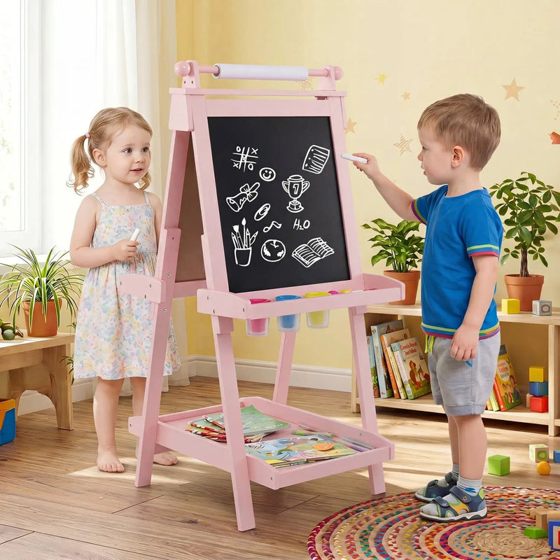 Double-Sided Kids Art Easel with Chalkboard & Whiteboard by DirectDeals